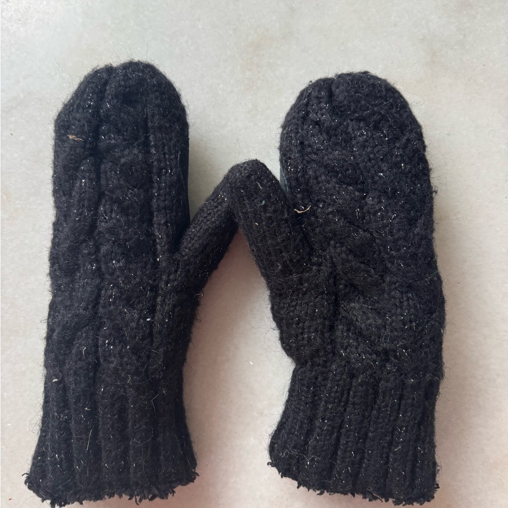 Cozy Black Knit Mittens